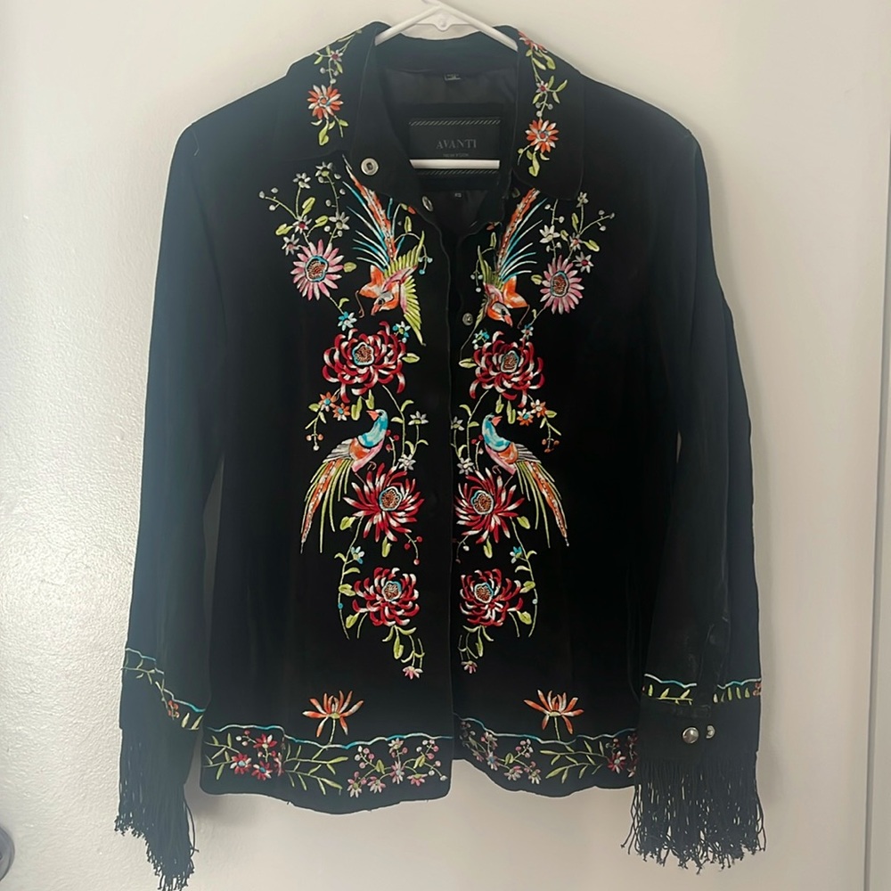 OOAK Vintage Suede jacket with fringe trim